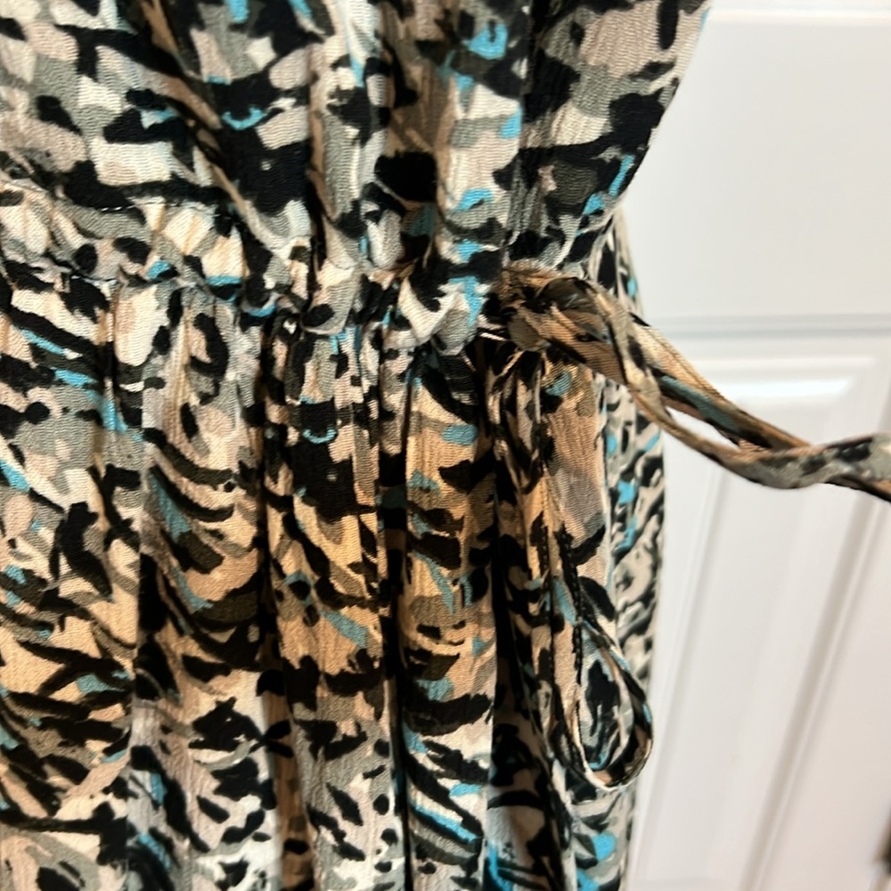 NWT Loft Dress Large Petite LP black blue abstract career business casual soft - Picture 11 of 16